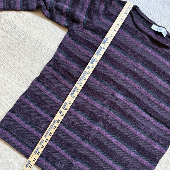 Vintage Valerie Stevens Sweater Medium Purple 90s Y2K Stripe Wool Blend Textured - Picture 4 of 10